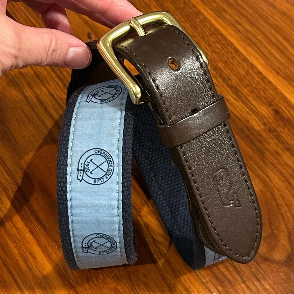 Vineyard Vines Light Blue Canvas Club Belt Size 26